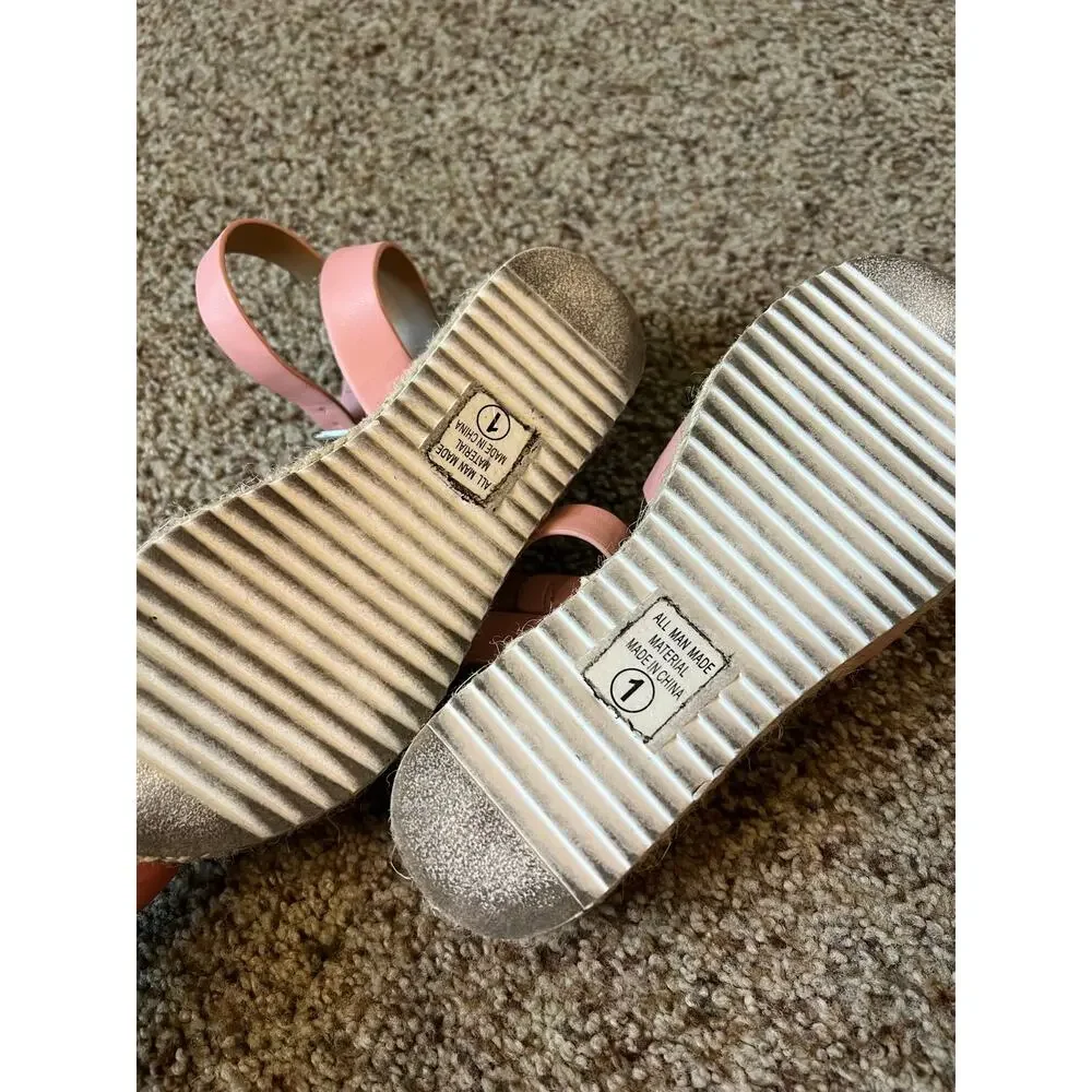 Girls Soda Topic Open Toe Espadrille Sandal, Pink, Size 1, Buckle, Ankle Strap